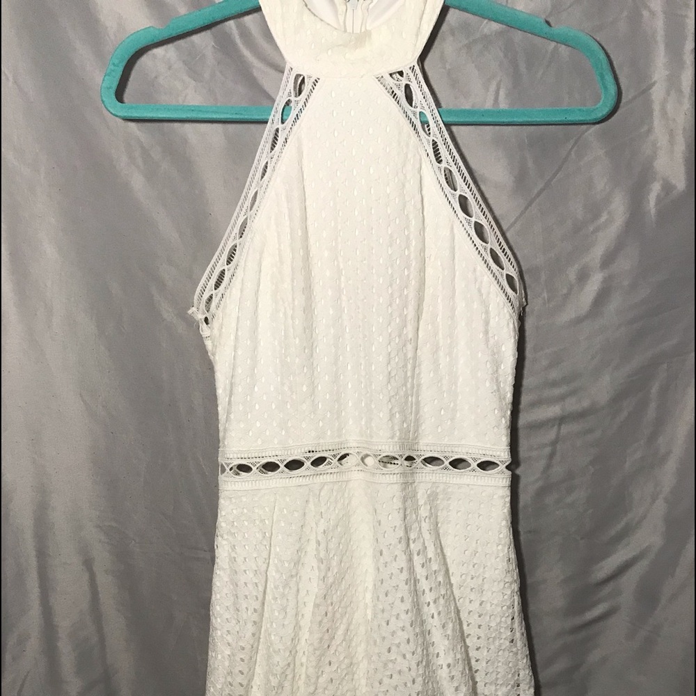 White Floral Lace Halter Dress